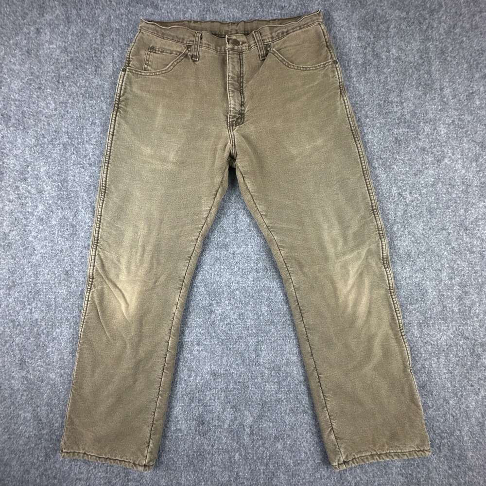 Wrangler Rugged Wear Sz 34x30 Fleece Lined Canvas Pants Faded Brown Utility